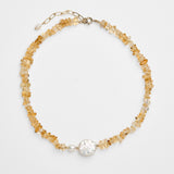 Sunbeam - Citrine and freshwater pearl beaded necklace for abundance