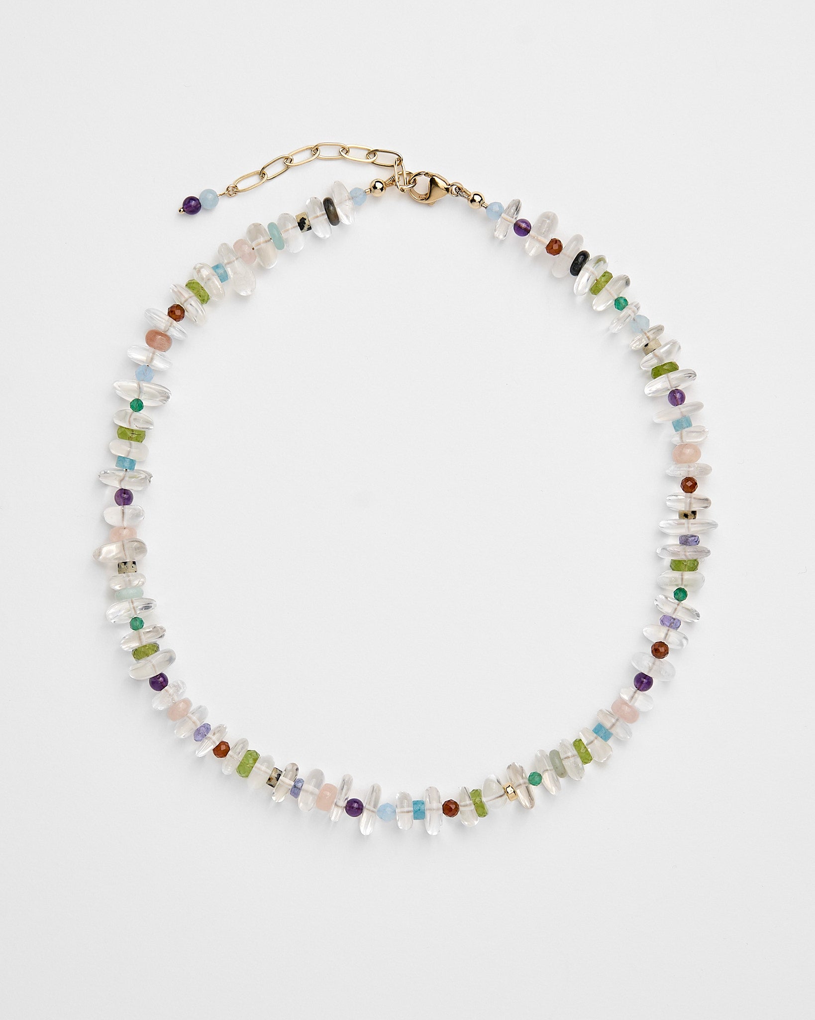 Rich and colorful multi-gemstone beaded handmade necklace