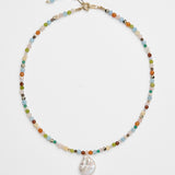 Let It Flow - Rich multi-gemstone beaded necklace with a freshwater pearl