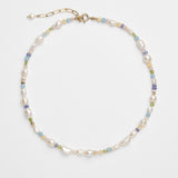 Daydream beaded necklace with pearls and colorful gemstones