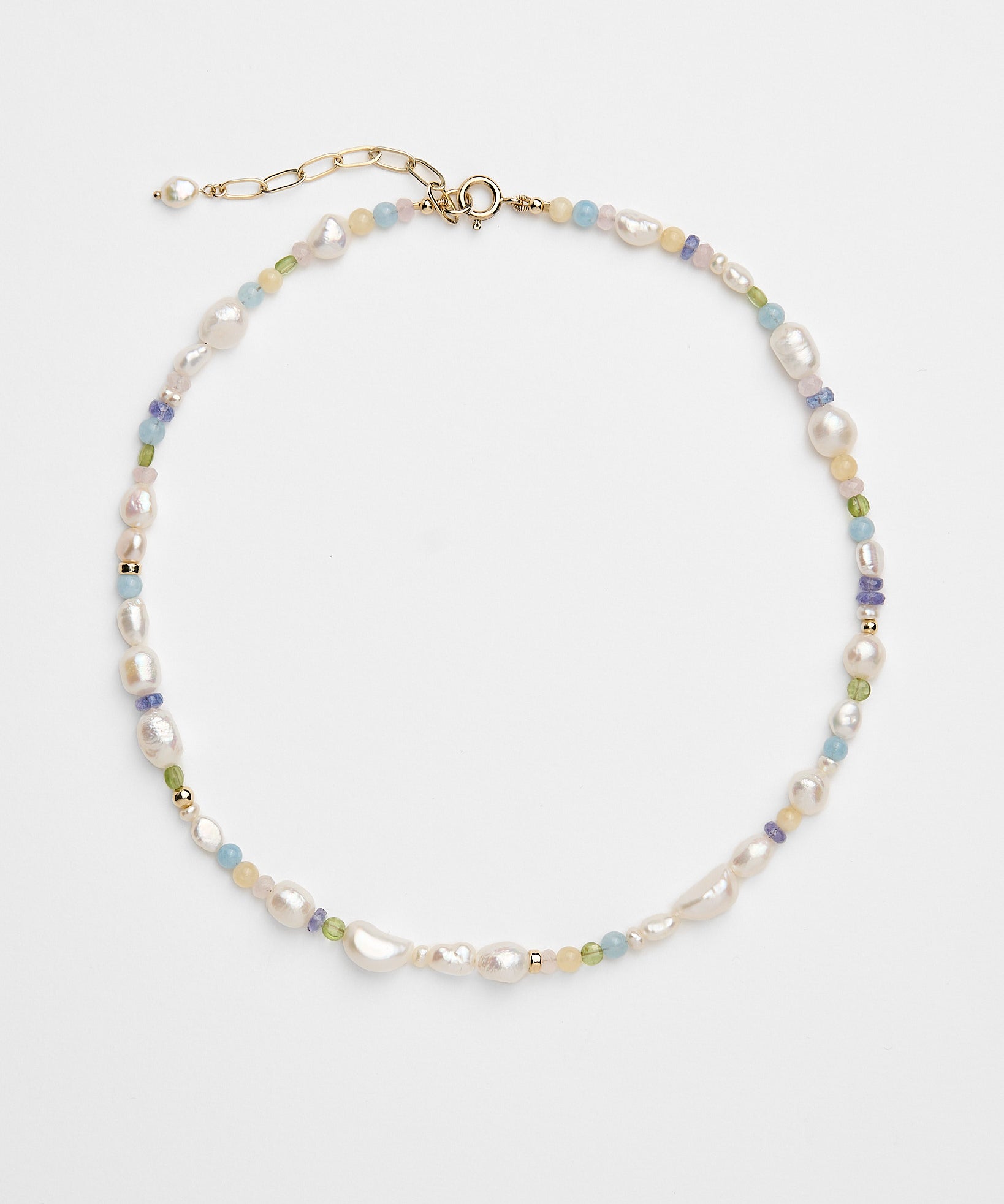 Daydream beaded necklace with pearls and colorful gemstones