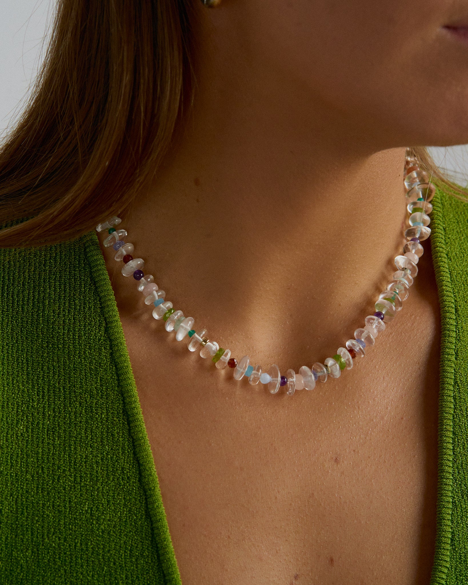 Rich and colorful multi-gemstone beaded handmade necklace