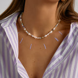 Daydream beaded necklace with pearls and colorful gemstones