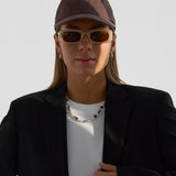 Stand Strong - beautiful pearl, smoky quartz and dalmatian jasper beaded necklace for strength and grounding