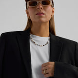 Stand Strong - beautiful pearl, smoky quartz and dalmatian jasper beaded necklace for strength and grounding