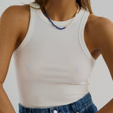 Beautiful deep blue beaded necklace with lapis lazuli and freshwater pearls