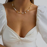 Golden Hour - Citrine and freshwater pearl beaded necklace for abundance