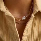 Sunbeam - Citrine and freshwater pearl beaded necklace for abundance