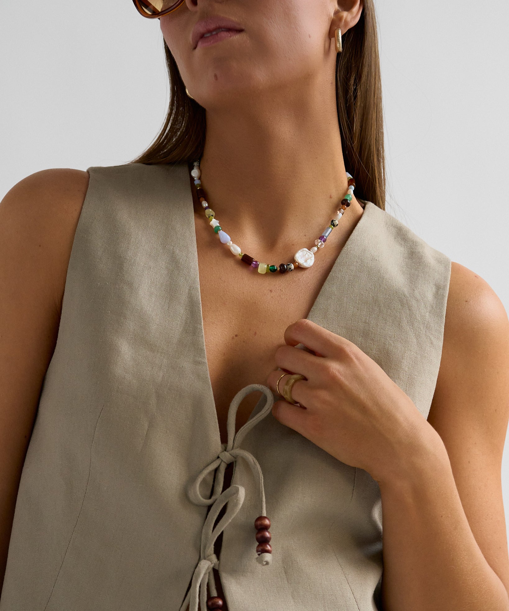 Good Vibrations - handmade colorful beaded gemstone necklace