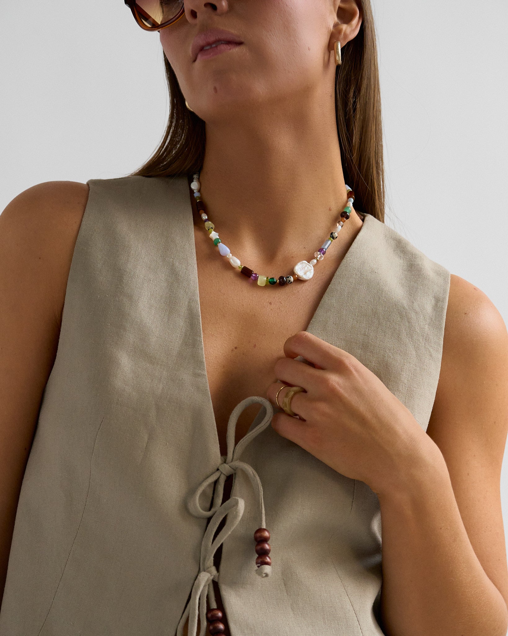 Good Vibrations - handmade colorful beaded gemstone necklace