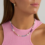 Momentum - handmade colorful beaded gemstone and pearl necklace