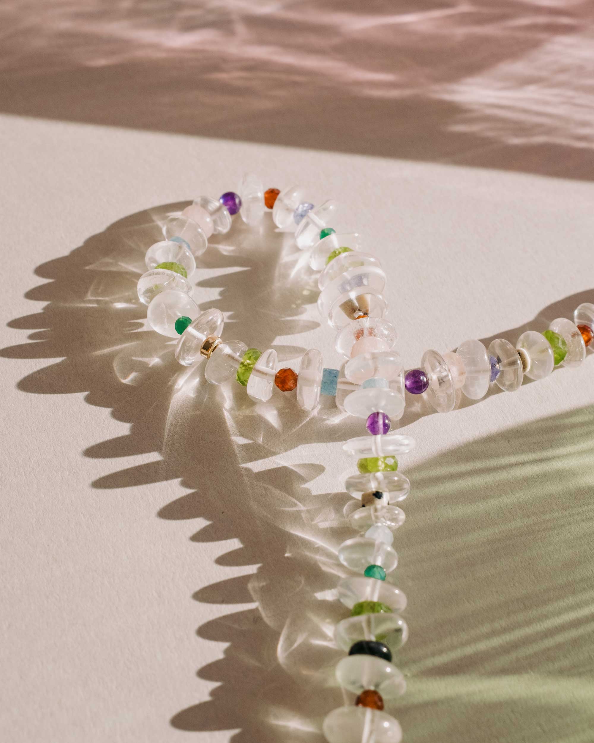 Rich and colorful multi-gemstone beaded handmade necklace