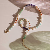 Momentum - handmade colorful beaded gemstone and pearl necklace