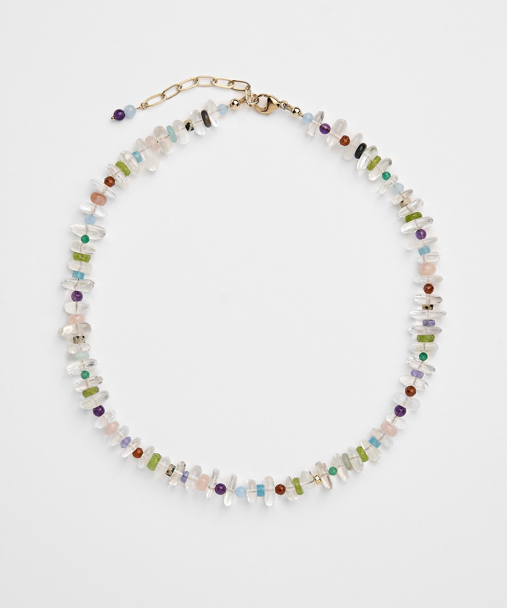 Rich and colorful multi-gemstone beaded handmade necklace